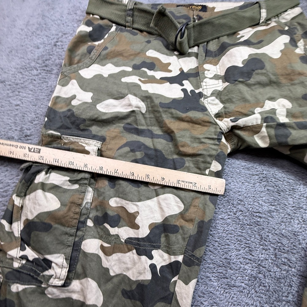 Hollywood Jean People Camo Cargo Jeans Belted Mens 36x31 Straight Loose Fit - Picture 8 of 10
